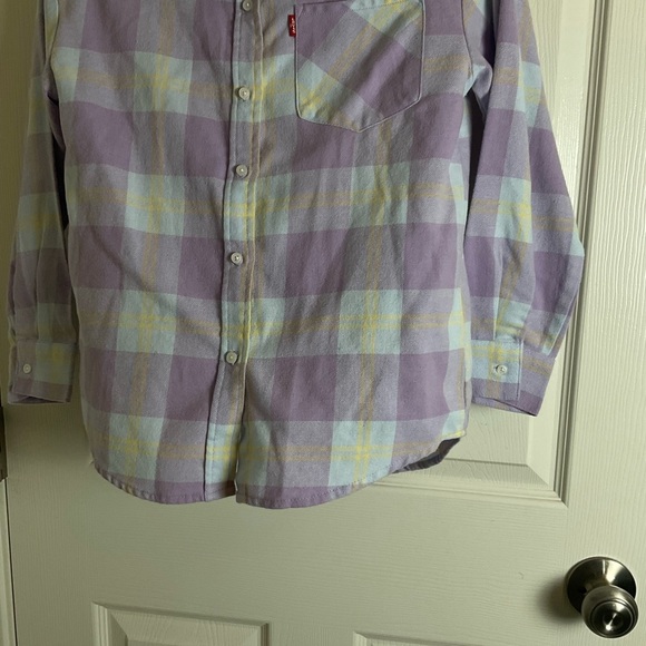 Levi's Kids Light Purple Plaid Button Down Shirt Size Medium 10/12 - Picture 5 of 7
